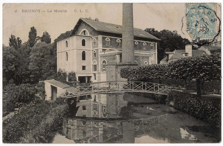 BRUNOY. - Le moulin, CLC, 1905, 2 mots, 5 c, ad. 