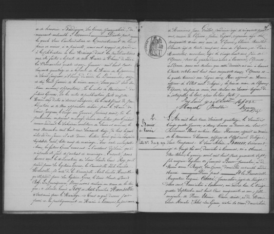 ESSONNES. Mariages : registre d'état civil (1874). 