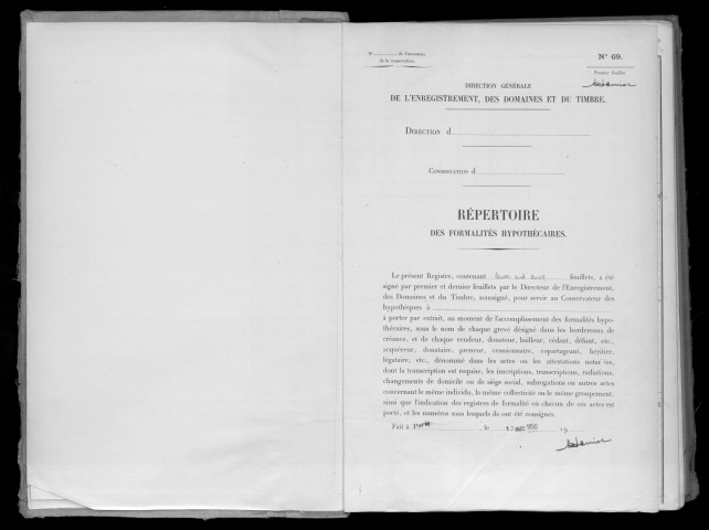 Conservation des hypothèques de CORBEIL. - Répertoire des formalités hypothécaires, volume n° 701 : A-Z (registre ouvert en 1950). 
