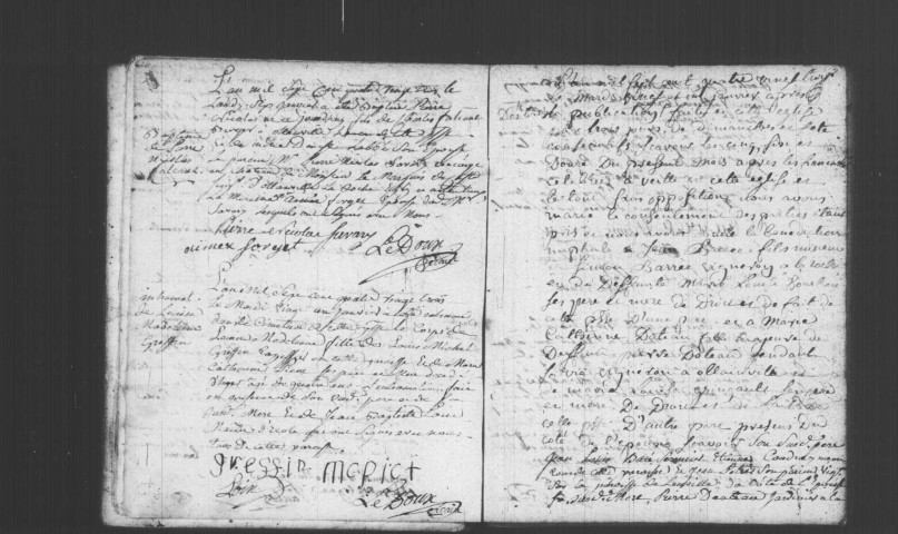 BRUYERES-LE-CHATEL. Paroisse Saint-Didier : Baptêmes, mariages, sépultures : registre paroissial (1783-1791). [3 feuillets détachés du 11/1/1791-8/2/1791]. 