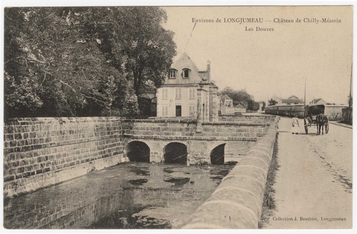 CHILLY-MAZARIN. - Les douves du château de Chilly, Bouthier, 1908, 8 lignes, 10 c, ad. 