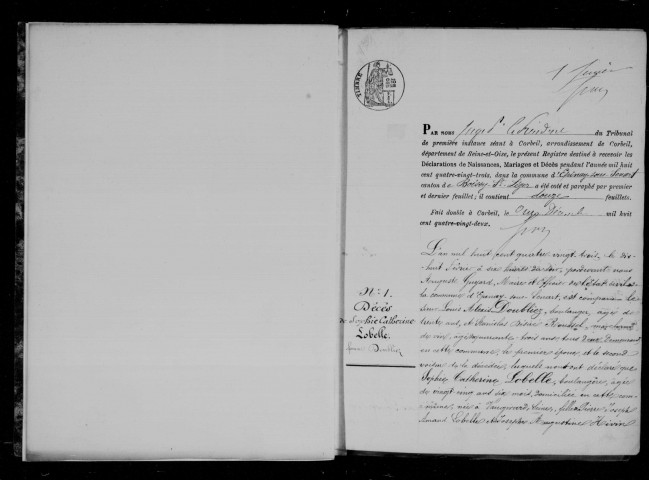 EPINAY-SOUS-SENART. Naissances, mariages, décès : registre d'état civil (1883-1896). 