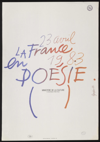 ESSONNE (Département).- La France en poésie, 23 avril 1983. 