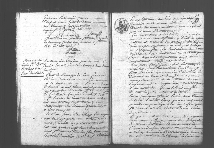 SAINT-ESCOBILLE. Naissances, mariages, décès : registre d'état civil (1813-1822). 