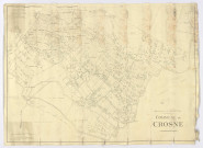 Fonds de plan topographique de CROSNE dressé et dessiné par M. LAMY, géomètre, vérifié par M. MEILHAC, 1945. Ech. 1/2.000. N et B. Dim. 0,78 x 1,06. [mauvais état]. 