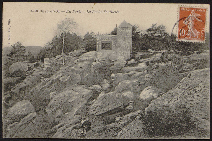 MILLY-LA-FORET.- En forêt, la roche feuilletée, 1906.