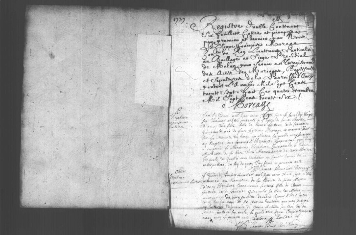 ONCY-SUR-ECOLE. Paroisse Saint-Martin : Baptêmes, mariages, sépultures : registre paroissial (1737-1780). [Lacunes : B.M.S. (1740)]. 