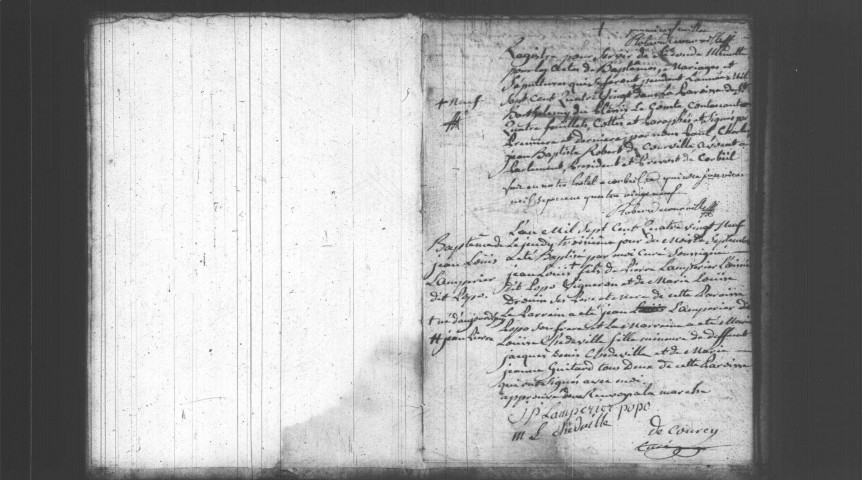 FLEURY-MEROGIS. (Plessis-le-Comte). Paroisse Saint-Barthélémy : Baptêmes, mariages, sépultures : registre paroissial (1774-1789). 