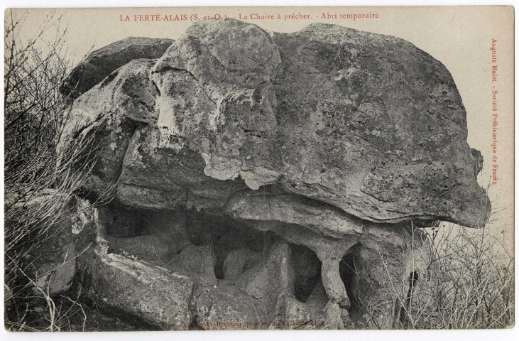 FERTE-ALAIS (LA). - Le rocher de la Chaire à prêcher, abri temporaire [Editeur Chemin-Demigny]. 