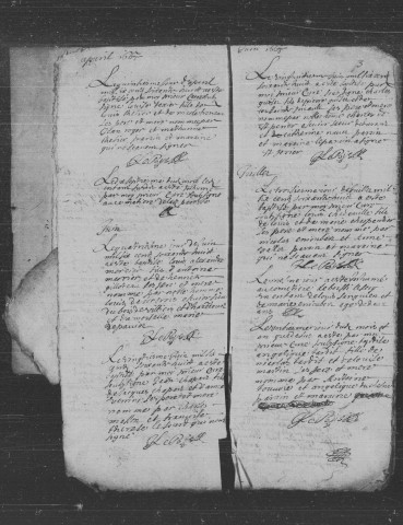 BOISSY-LE-SEC . Paroisse Saint-Louis : Baptêmes, mariages, sépultures : registre paroissial (1668-1760). Lacunes : B.M.S. (1674-1684, 1691-1695, 1709, 1711-1717, 1724-1726). 