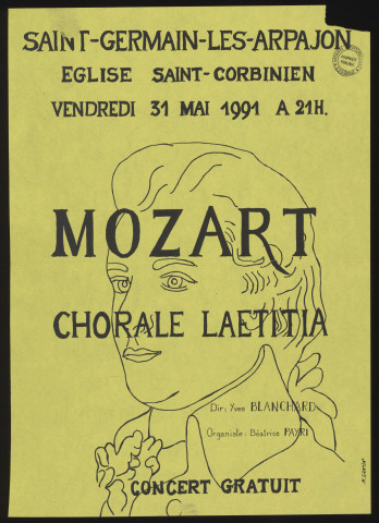 SAINT-GERMAIN-LES-ARPAJON.- Concert Mozart, par la Chorale Laetitia, Eglise Saint-Corbinien, 31 mai 1991. 