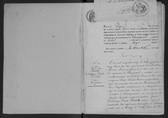 CHAMPCUEIL.- Naissances, mariages, décès : registre d'état civil (1905-1917). 