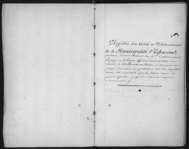 ECHARCON. - Administration générale de la commune. - Registre des délibérations du conseil municipal [an III-1849]. 