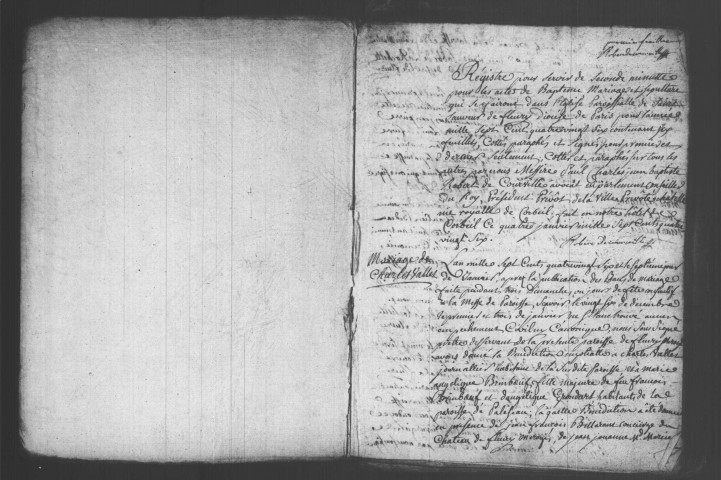 FLEURY-MEROGIS. (Plessis-le-Comte). Paroisse Saint-Rédempteur : Baptêmes, mariages, sépultures : registre paroissial (1770-1786). 