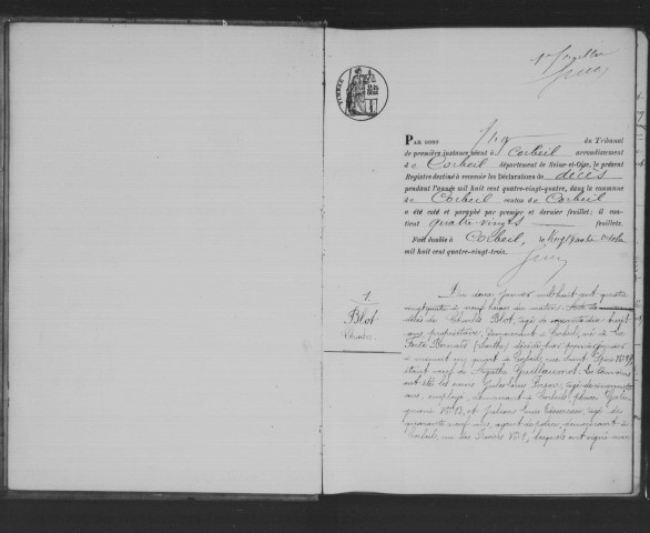 CORBEIL. Décès : registre d'état civil (1884). 