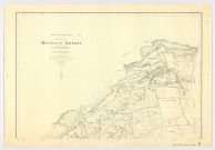 Plan topographique régulier de MENNECY, ORMOY dressé et dessiné en 1961 par M. COUSIN, géomètre-expert, vérifié par le Service du Cadastre, feuille 1, Ministère de la Construction, 1962. Ech. 1/2.000. N et B. Dim. 0,76 x 1,10. 
