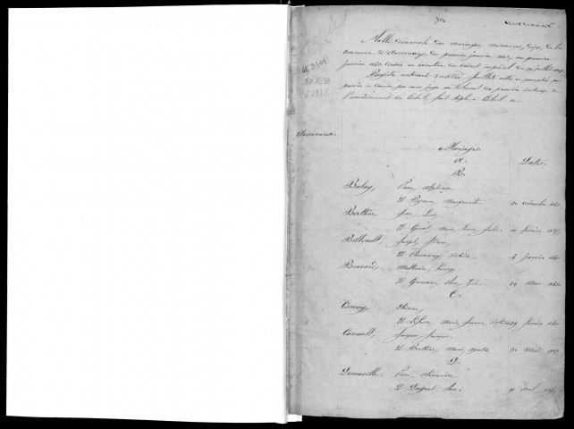 Tables décennales du canton de CORBEIL (1833-1842). 