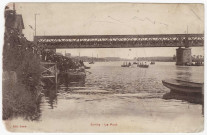 JUVISY-SUR-ORGE. - Le pont, joutes nautiques sur la Seine. Josse, (1915), 9 lignes, ad., sépia. 