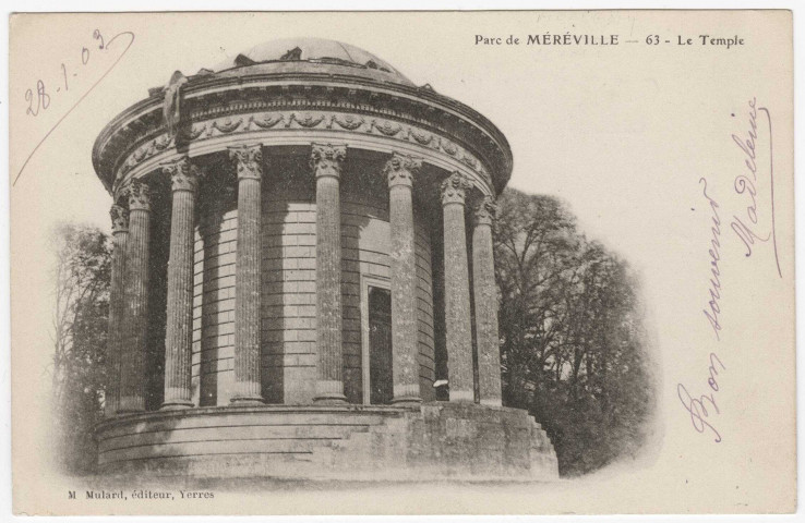 MEREVILLE. - Le temple [Editeur Mulard, 1903, timbre à 5 centimes]. 