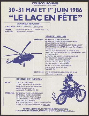 COURCOURONNES. - Spectacle : Le Lac en fête, 30 mai-1er juin 1986. 
