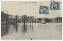 CORBEIL-ESSONNES. - Inondations de 1910. Le ravitaillement du champ de foire, Mardelet, 1910, 7 lignes, 2x5 c, ad. 