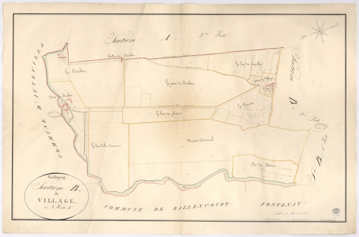 VERT-LE-PETIT. - Section B : Village (le), 3e feuille. 
