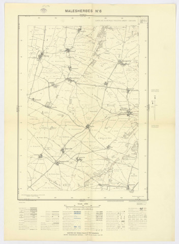 MALESHERBES n° 6. - Secteur BLANDY, Ministère des Travaux Publics, Institut géographique national, 1951. Ech. 1/20 000. Coul. Dim. 0,72 x 0,52. 