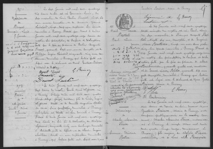 PUSSAY. - Naissances, mariages, décès : registre d'état civil.