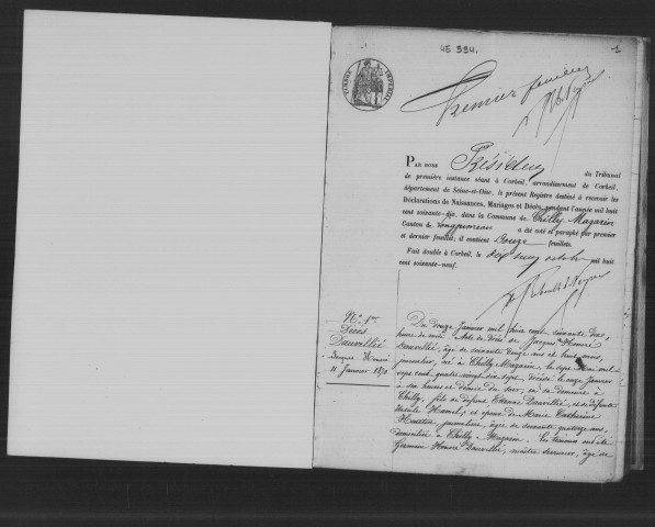 CHILLY-MAZARIN. Naissances, mariages, décès : registre d'état civil (1870-1882). 