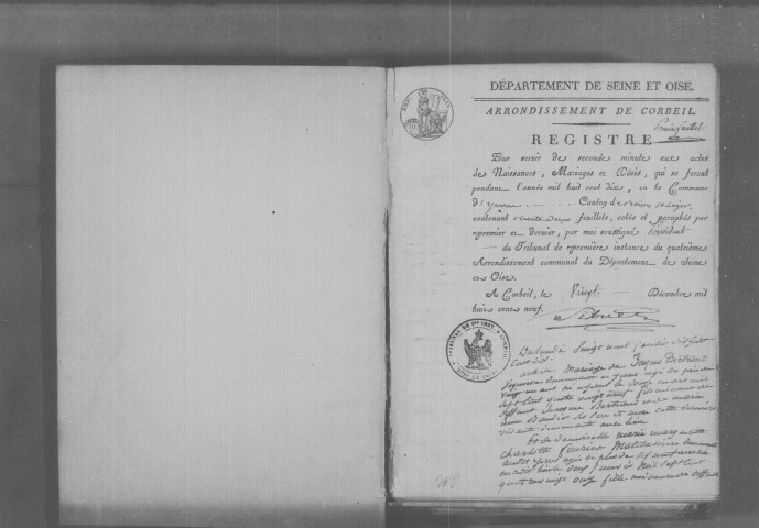 YERRES. Naissances, mariages, décès : registre d'état civil (1810-1817). 