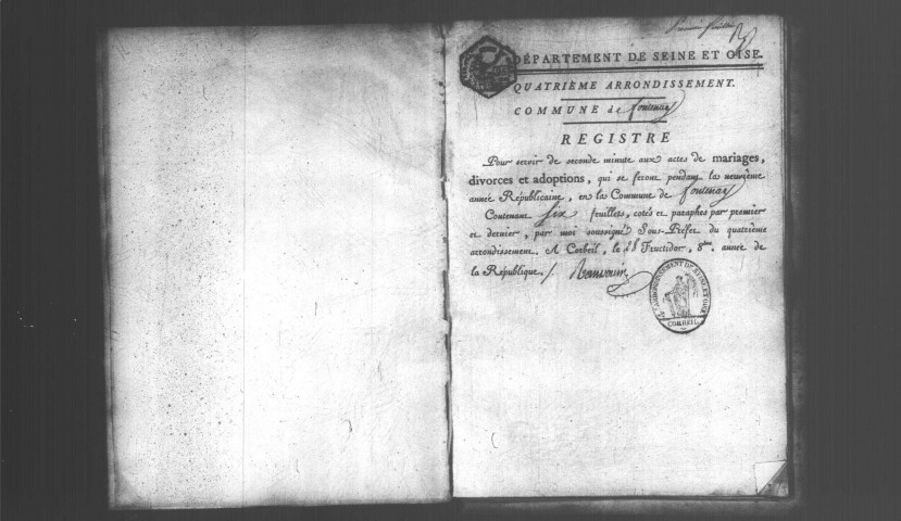 FONTENAY-LE-VICOMTE. Naissances, mariages, décès : registre d'état civil (an IX-1813). 