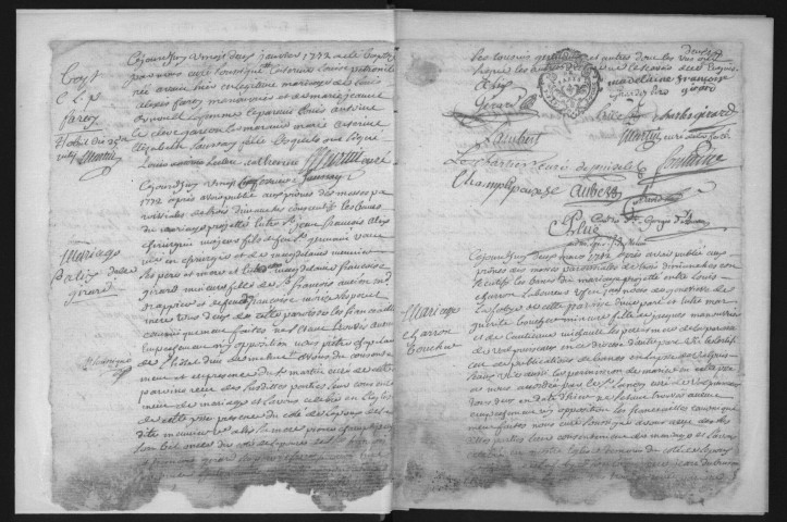 FERTE-ALAIS (LA). - Registres paroissiaux. - Registre des baptêmes, mariages et sépultures (1762 - 1771). 