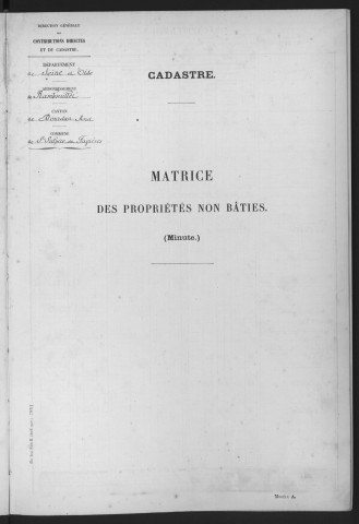SAINT-SULPICE-DE-FAVIERES. - Matrice des propriétés non bâties [cadastre rénové en 1933]. 