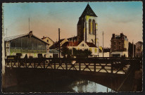 Corbeil-Essonnes.- L'église Saint-Spire aux abords de l'Essonne (27 septembre 1948). 
