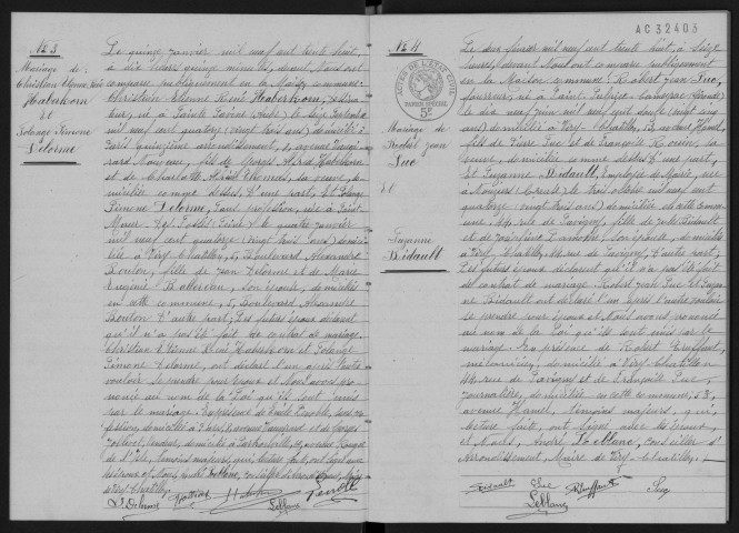 VIRY-CHATILLON. - Mariages : registre d'état civil.