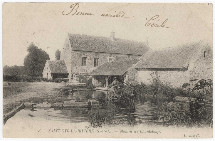 SAINT-CYR-LA-RIVIERE. - Moulin de Chanteloup, l'abreuvoir [Editeur L des G, 1903, timbre à 3 centimes]. 