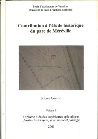 Contribution à l'étude historique du parc de Méréville, Volume 1