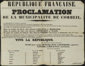 CORBEIL-ESSONNES. - Proclamation de la première municipalité de Corbeil, 1848. 