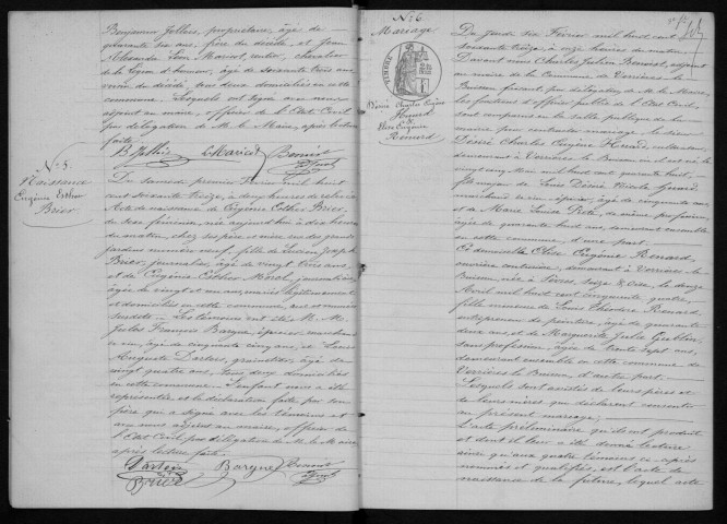 VERRIERES-LE-BUISSON. Naissances, mariages, décès : registre d'état civil (1873-1879). 