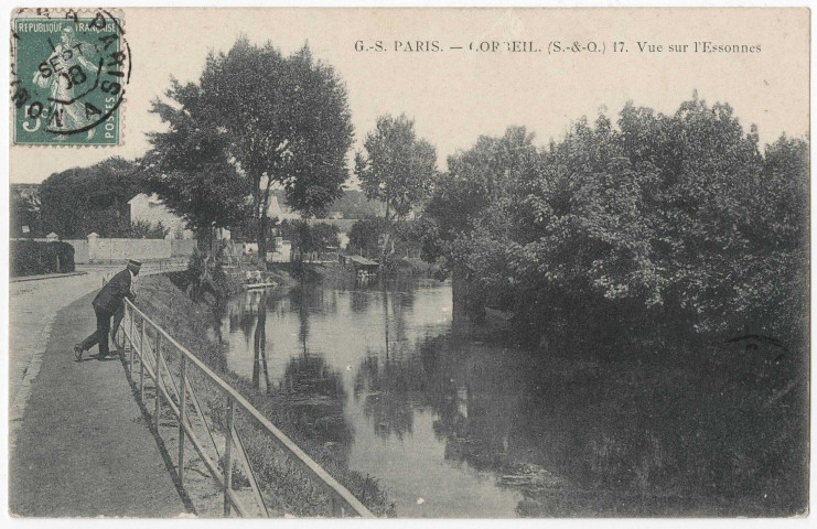CORBEIL-ESSONNES. - Vue sur l'Essonne, GS, 1908, 4 lignes, ad. 