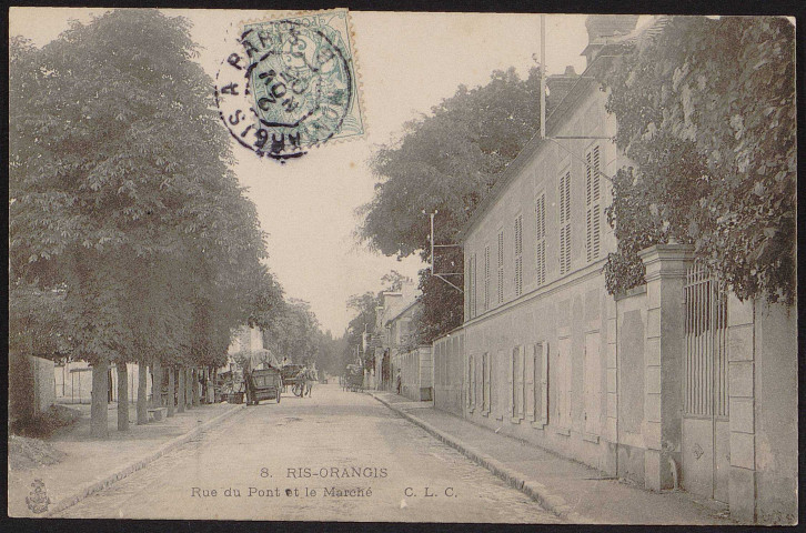RIS ORANGIS.- Rue du pont et marché (2 novembre 1905).