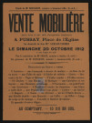 PUSSAY. - Vente mobilière, après décès et par suite d'acceptation bénéficiaire, au domicile de feue Mme SAMSON-THOMIN, 20 octobre 1912. 