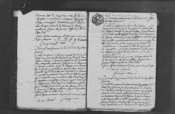 CHALOU-MOULINEUX. Chalou-la-Reine : Naissances, mariages, décès : registre d'état civil (an X-1822). 