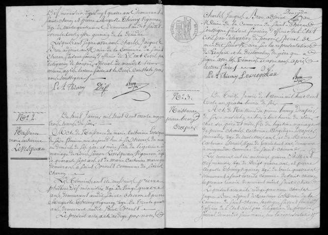 SAINT-CHERON. Naissances, mariages, décès : registre d'état civil (1835-1837). 