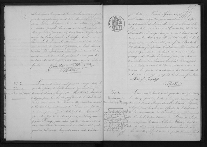 NAINVILLE-LES-ROCHES. Naissances, mariages, décès : registre d'état civil (1883-1896). 