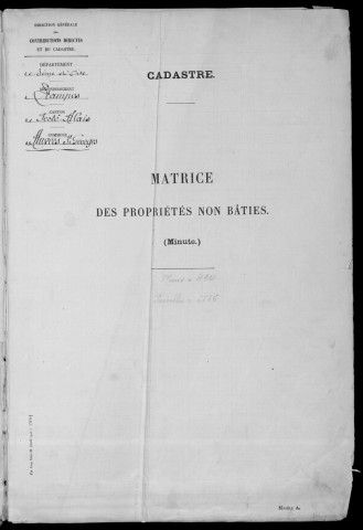 AUVERS-SAINT-GEORGES. - Matrice des propriétés non bâties : folios 1 à 492 [cadastre rénové en 1963]. 