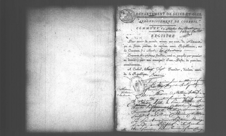 SAULX-LES-CHARTREUX. Naissances, mariages, décès : registre d'état civil (an XI-1808). 