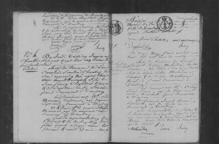 DOURDAN. Naissances, mariages, décès : registre d'état civil (1828-1829). 