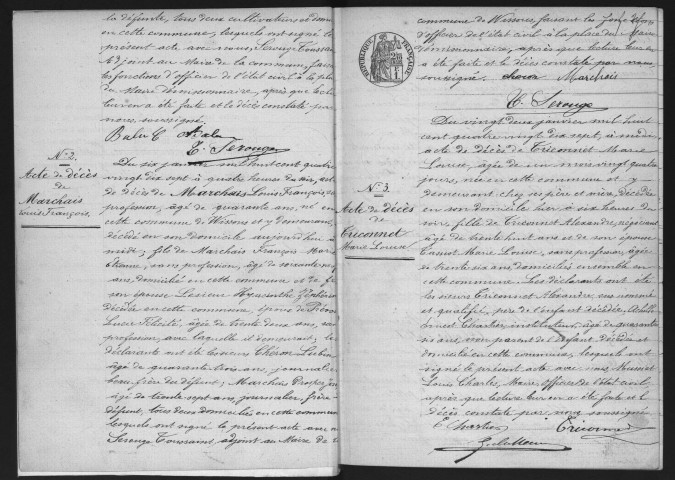 WISSOUS.- Naissances, mariages, décès : registre d'état civil (1897-1900). 