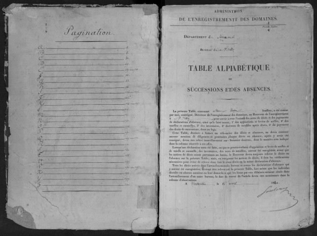 MILLY-LA-FORET, bureau de l'enregistrement. - Tables des successions. - Vol. 8 : 1er octobre 1859 - 1869. 